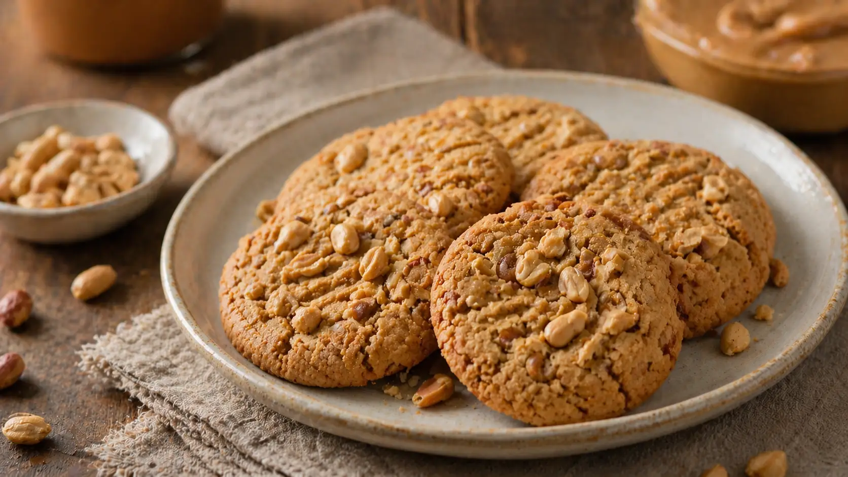 Cookies au beurre de cacahuète empilés sur une assiette