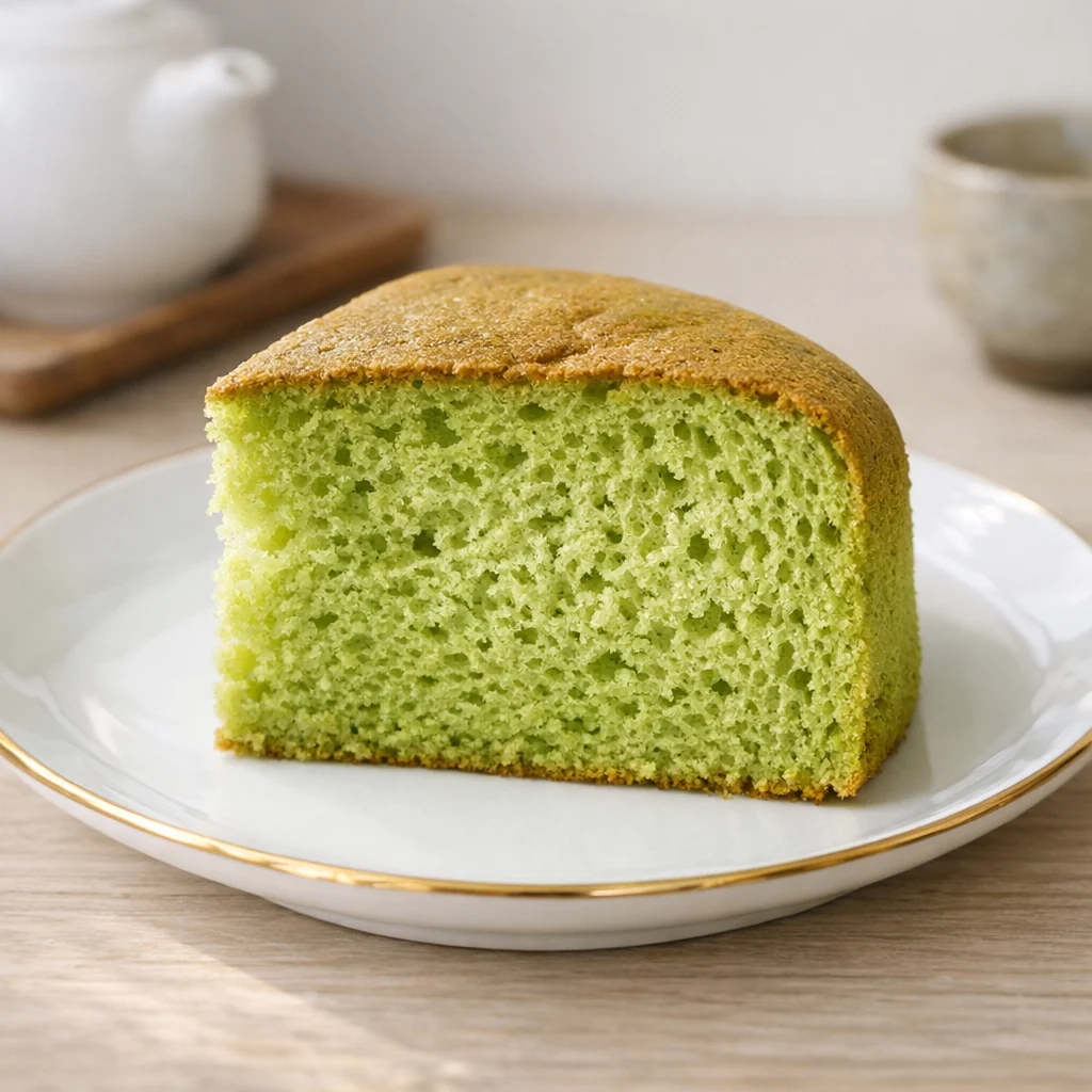 gâteau moelleux au matcha vert avec texture légère