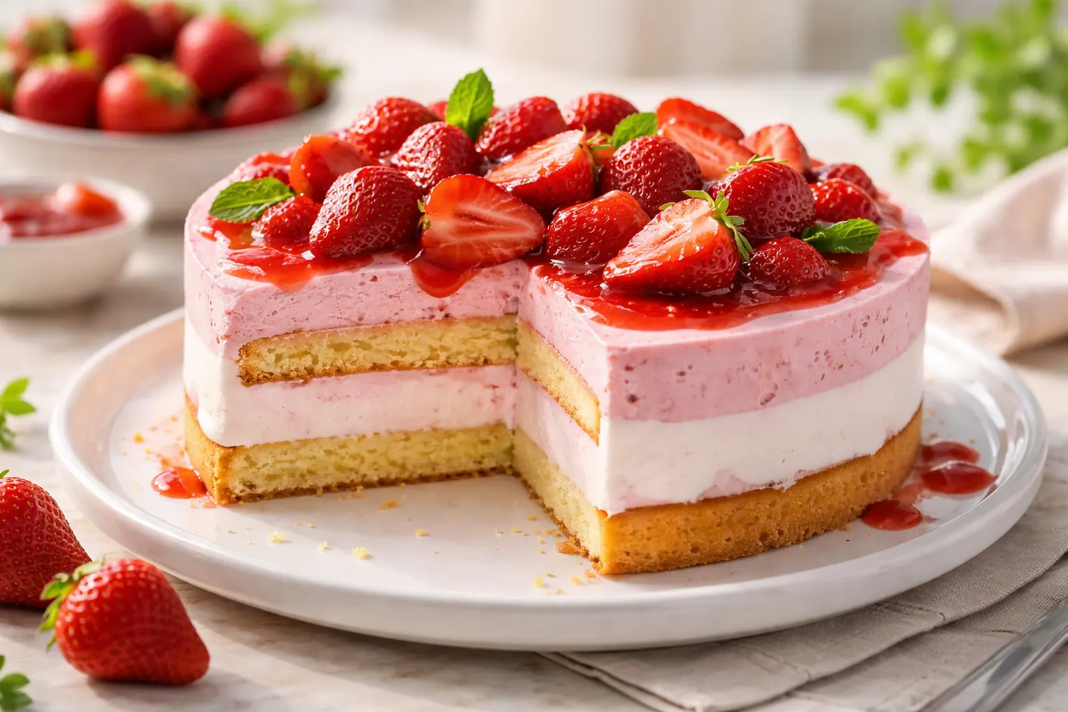 Gâteau glacé estival et lumineux